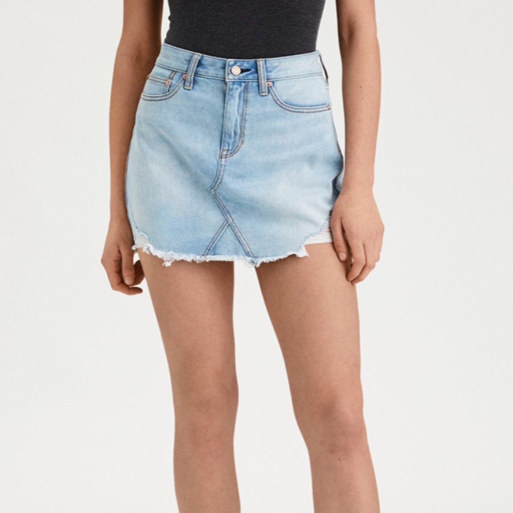 AE HIGH-WAISTED FESTIVAL DENIM SKIRT